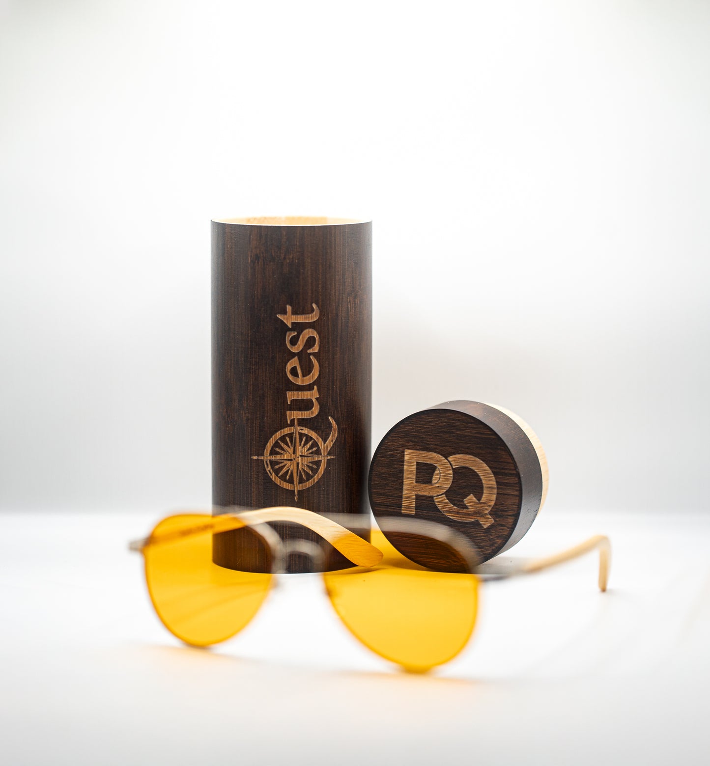 Pounders Quest Orange-Tinted Blue Light Blocker Glasses – Premium Wooden Case Included